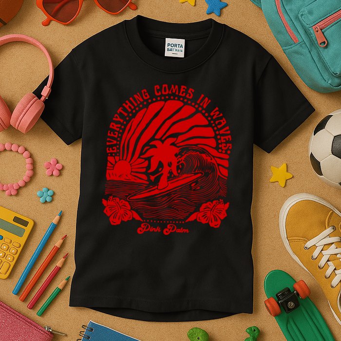 everything comes in waves pink palm Pullover Kids T-Shirt