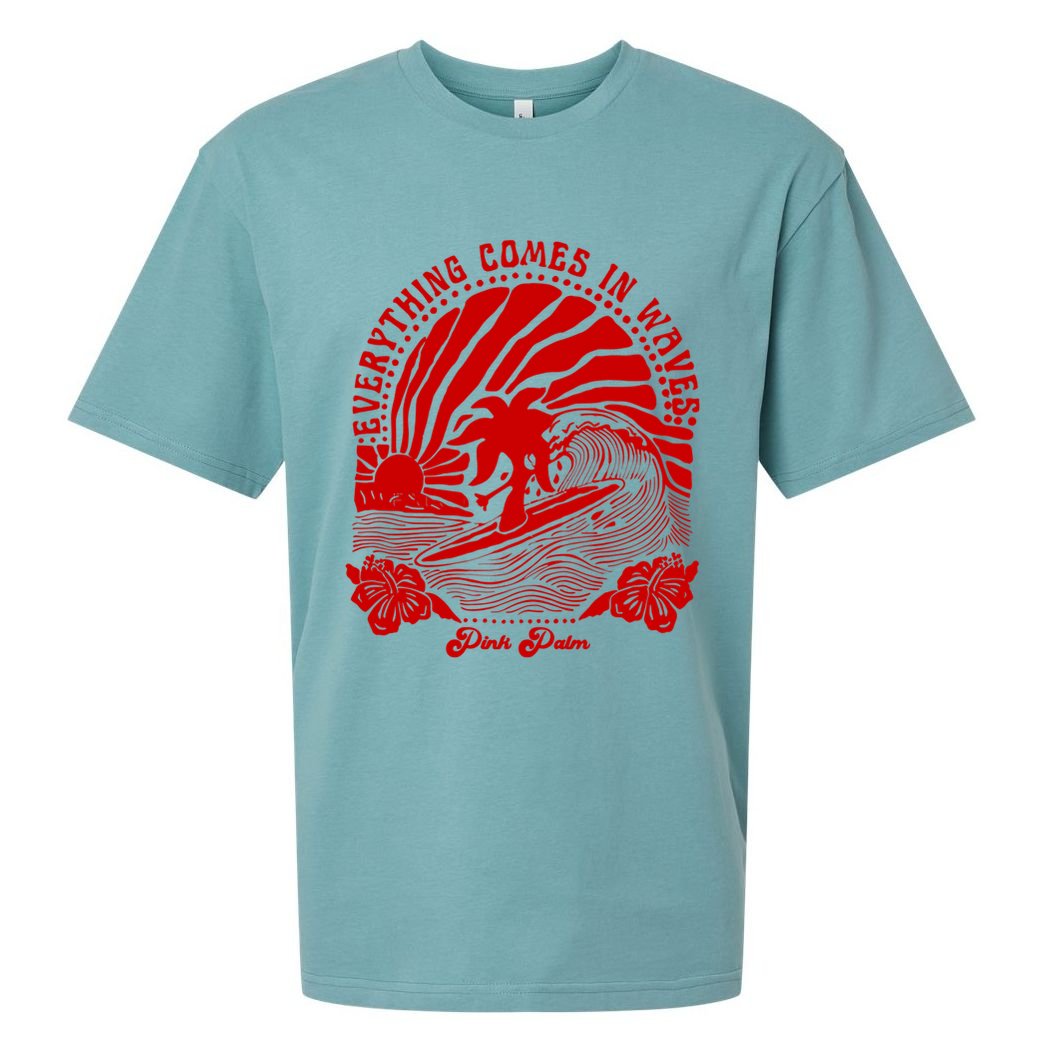 everything comes in waves pink palm Pullover Sueded Cloud Jersey T-Shirt