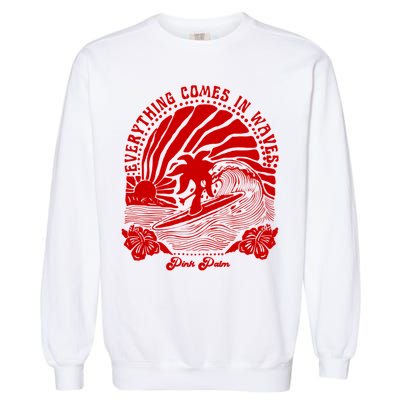 everything comes in waves pink palm Pullover Garment-Dyed Sweatshirt