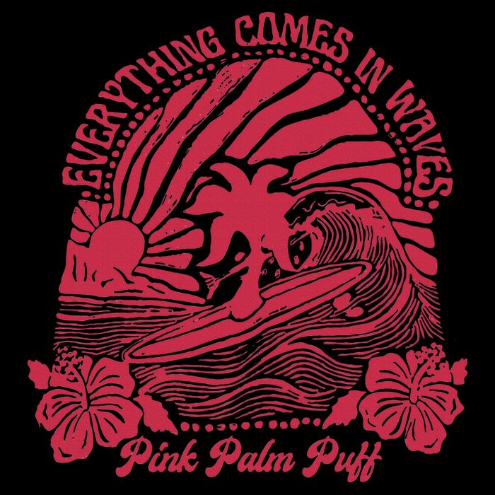 Everything Comes In Waves Palm Puff Summer Vibes Button