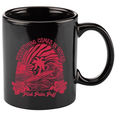 Everything Comes In Waves Palm Puff Summer Vibes 11oz C Handle Ceramic Mug