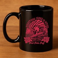 Everything Comes In Waves Palm Puff Summer Vibes 11oz C Handle Ceramic Mug