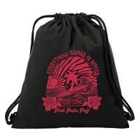 Everything Comes In Waves Palm Puff Summer Vibes Drawstring Bag