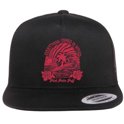 Everything Comes In Waves Palm Puff Summer Vibes Flatbill Hat
