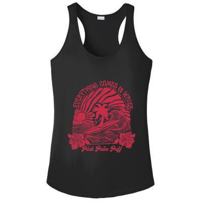 Everything Comes In Waves Palm Puff Summer Vibes Ladies PosiCharge Competitor Racerback Tank