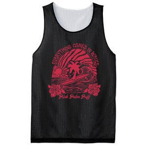 Everything Comes In Waves Palm Puff Summer Vibes Mesh Reversible Basketball Jersey Tank