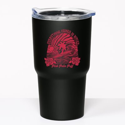 Everything Comes In Waves Palm Puff Summer Vibes Tumbler