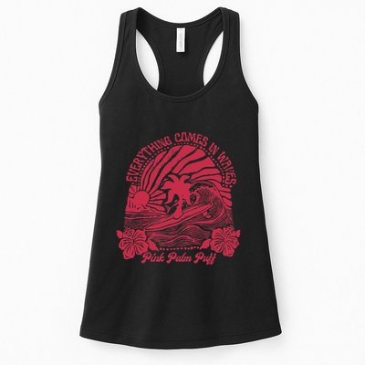 Everything Comes In Waves Palm Puff Summer Vibes Womens Tank Top