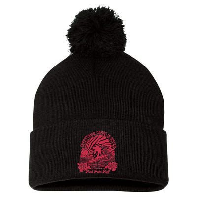 Everything Comes In Waves Palm Puff Summer Vibes Pom Pom 12in Knit Beanie