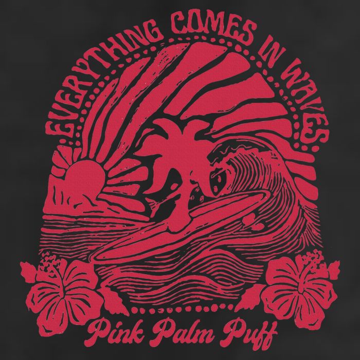 Everything Comes In Waves Palm Puff Summer Vibes Trucker Hat