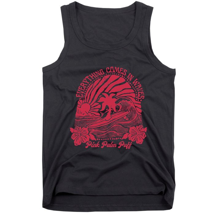Everything Comes In Waves Palm Puff Summer Vibes Tank Top