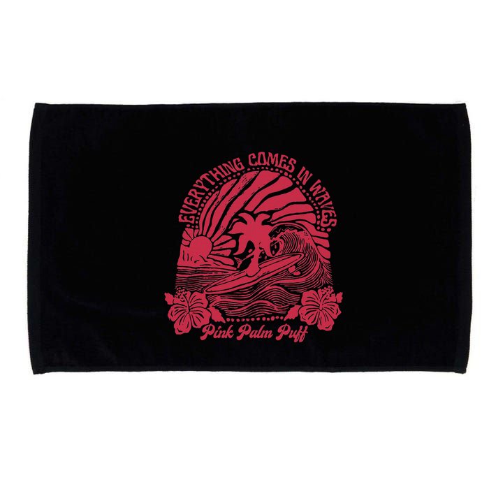 Everything Comes In Waves Palm Puff Summer Vibes Microfiber Hand Towel