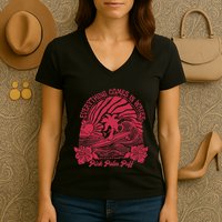 Everything Comes In Waves Palm Puff Summer Vibes Women's V-Neck T-Shirt