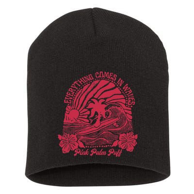 Everything Comes In Waves Palm Puff Summer Vibes Short Acrylic Beanie