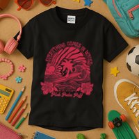 Everything Comes In Waves Palm Puff Summer Vibes Kids T-Shirt