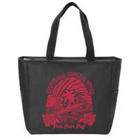 Everything Comes In Waves Palm Puff Summer Vibes Zip Tote Bag