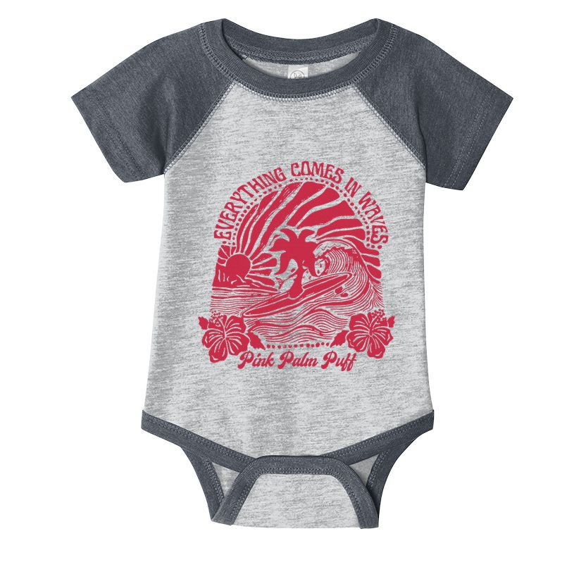 Everything Comes In Waves Palm Puff Summer Vibes Infant Baby Jersey Bodysuit