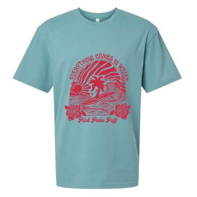 Everything Comes In Waves Palm Puff Summer Vibes Sueded Cloud Jersey T-Shirt