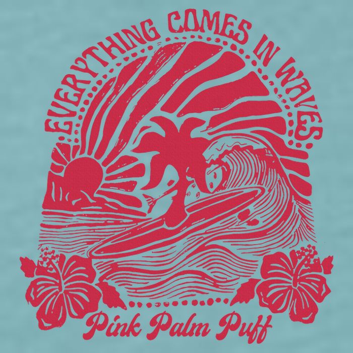 Everything Comes In Waves Palm Puff Summer Vibes Sueded Cloud Jersey T-Shirt