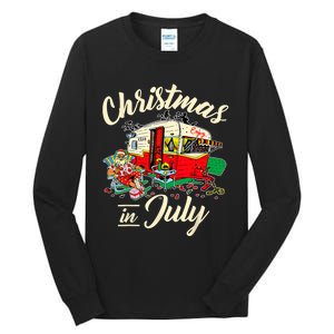 Enjoy Christmas In July Hippie RV Camping Gift Camping Lover Tall Long Sleeve T-Shirt