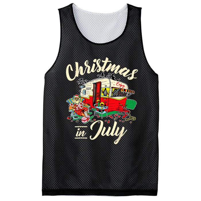 Enjoy Christmas In July Hippie RV Camping Gift Camping Lover Mesh Reversible Basketball Jersey Tank