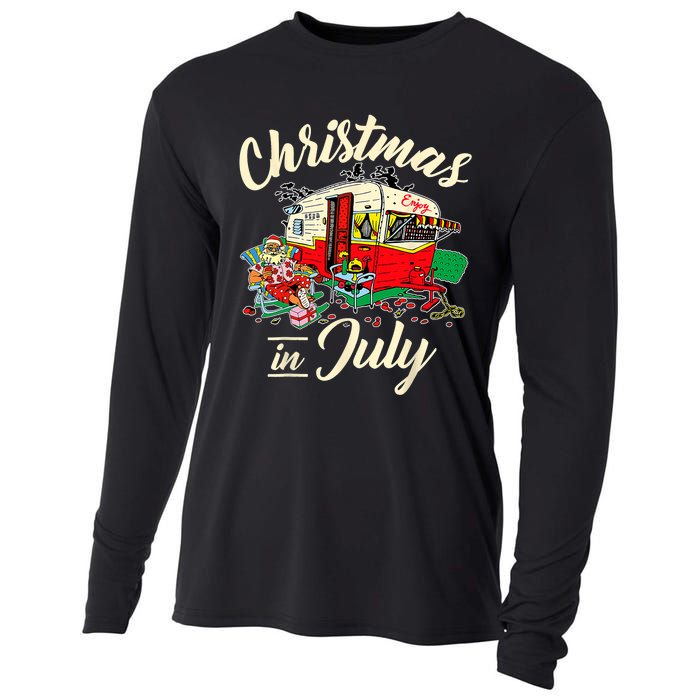 Enjoy Christmas In July Hippie RV Camping Gift Camping Lover Cooling Performance Long Sleeve Crew