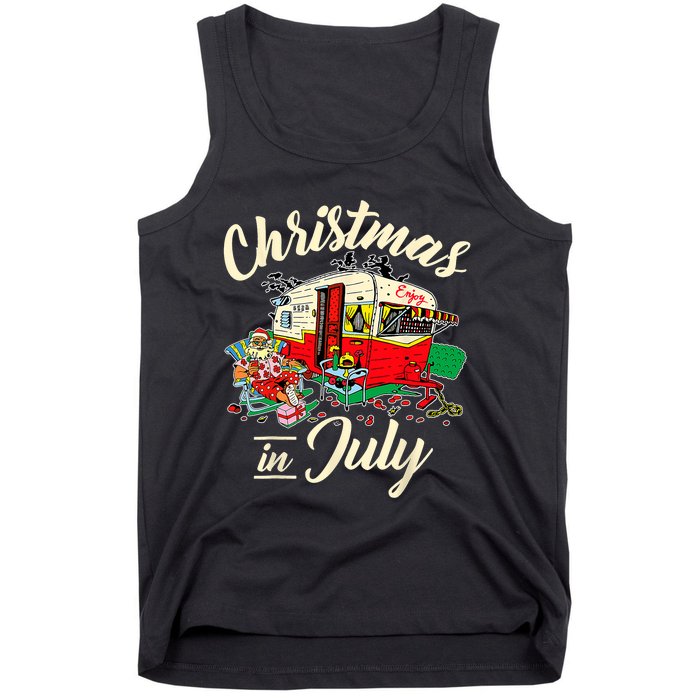 Enjoy Christmas In July Hippie RV Camping Gift Camping Lover Tank Top