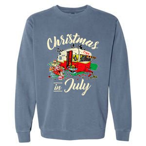 Enjoy Christmas In July Hippie RV Camping Gift Camping Lover Garment-Dyed Sweatshirt