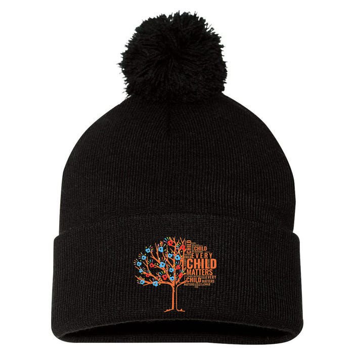 Every Child In Matters Tree Orange Day Pom Pom 12in Knit Beanie