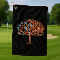 Every Child In Matters Tree Orange Day Golf Towel