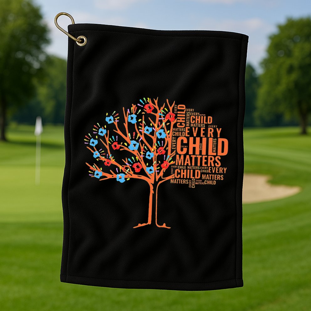 Every Child In Matters Tree Orange Day Golf Towel