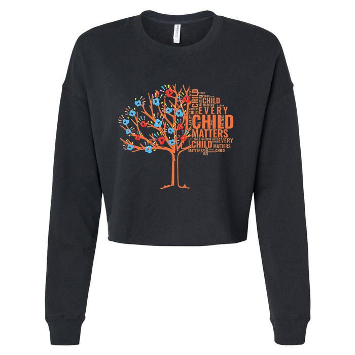 Every Child In Matters Tree Orange Day Cropped Pullover Crew