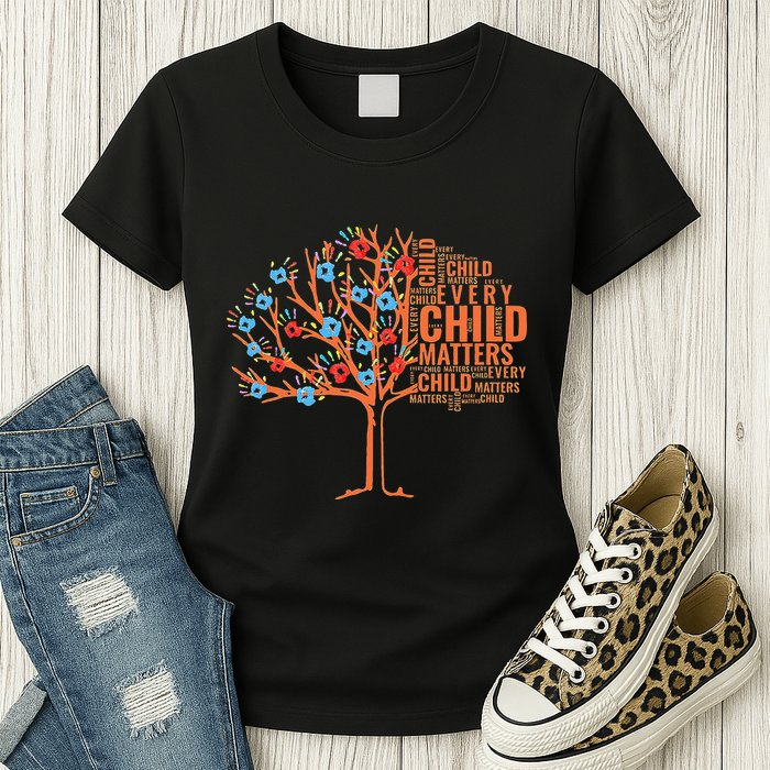Every Child In Matters Tree Orange Day Womens T-Shirt