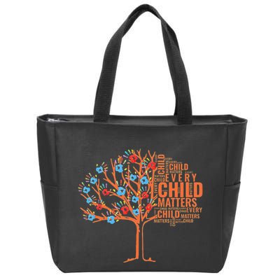 Every Child In Matters Tree Orange Day Zip Tote Bag