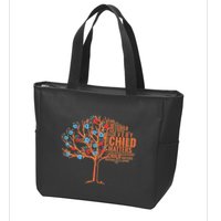 Every Child In Matters Tree Orange Day Zip Tote Bag