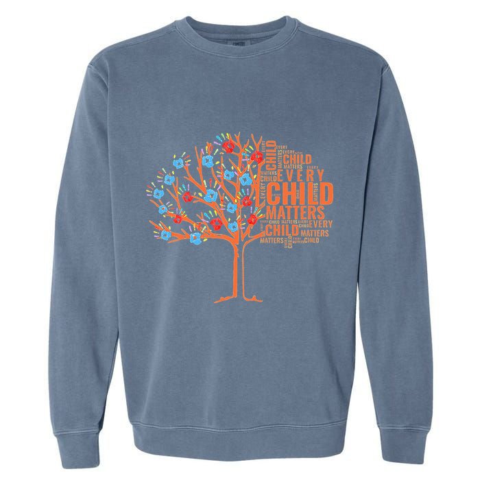 Every Child In Matters Tree Orange Day Garment-Dyed Sweatshirt