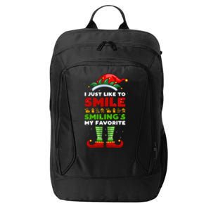 Elf Christmas I Just Like To Smile Smiling's My Favorite Gift City Backpack