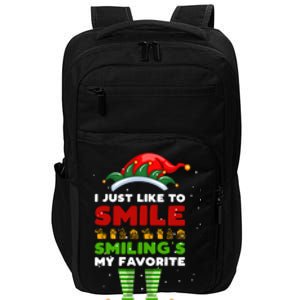 Elf Christmas I Just Like To Smile Smiling's My Favorite Gift Impact Tech Backpack