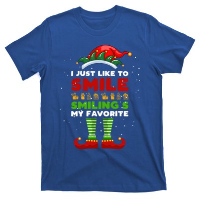 Elf Christmas I Just Like To Smile Smiling's My Favorite Gift T-Shirt