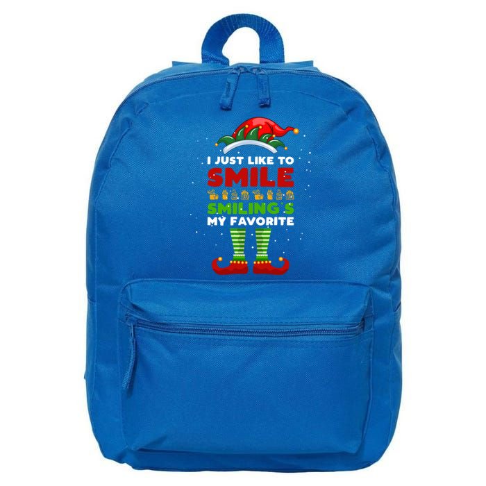 Elf Christmas I Just Like To Smile Smiling's My Favorite Gift 16 in Basic Backpack