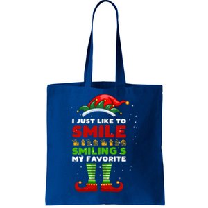 Elf Christmas I Just Like To Smile Smiling's My Favorite Gift Tote Bag