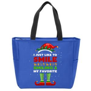 Elf Christmas I Just Like To Smile Smiling's My Favorite Gift Zip Tote Bag