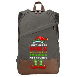 Elf Christmas I Just Like To Smile Smiling's My Favorite Gift Cotton Canvas Backpack