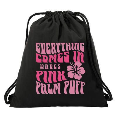 Everything Comes In Waves Palm Puff Waves Groovy Drawstring Bag