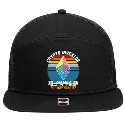 Ethereum Crypto Investor, HODL Ethereum, Crypto Coin, Funny ETH 7 Panel Mesh Trucker Snapback Hat