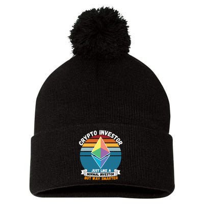Ethereum Crypto Investor, HODL Ethereum, Crypto Coin, Funny ETH Pom Pom 12in Knit Beanie