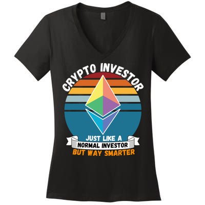 Ethereum Crypto Investor, HODL Ethereum, Crypto Coin, Funny ETH Women's V-Neck T-Shirt