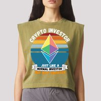 Ethereum Crypto Investor, HODL Ethereum, Crypto Coin, Funny ETH Garment-Dyed Women's Muscle Tee