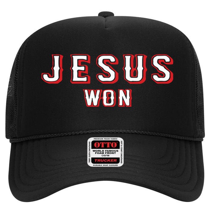 Evan Carter Jesus Won High Crown Mesh Back Trucker Hat