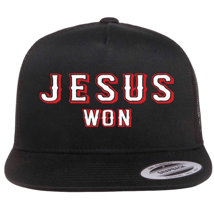 Evan Carter Jesus Won Flat Bill Trucker Hat